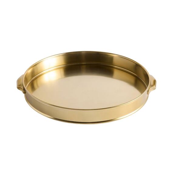 Pottery Barn Harrison Round Bar Tray Antique Gold 12/2 Steel / Brass - Picture 1 of 3